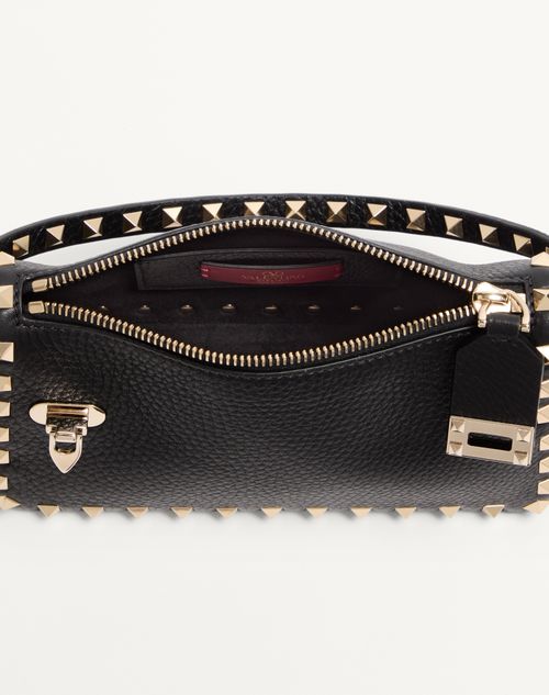 Valentino Garavani - Small Rockstud Grainy Calfskin Crossbody Bag - Black - Woman - Shoulder Bags